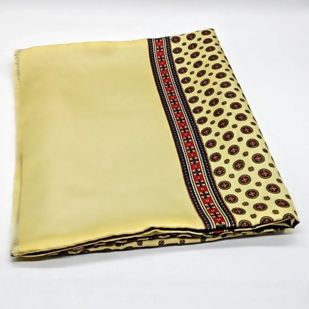 Italian Yellow Silk Wool Fringed Oblong Scarf